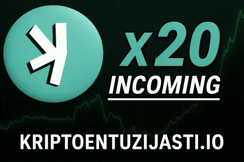 Kriptoentuzijasti.io logo s x20 porastom na tamnoj pozadini.zašto je Kaspa posebna