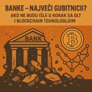 Tradicionalne banke protiv blockchain tehnologije: Propadajuće zgrade naspram kriptovaluta.