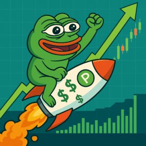 Pepe cijena, bull, shiba, crypto, Zaba Na Raketi Simbol Rasta Kriptovaluta I Burze