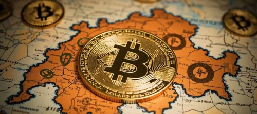 Bitcoin zlatnik na karti Švicarske simbolizira kriptovalute, digitalno bankarstvo i granice financija.Pet činjenica o Bitcoinu