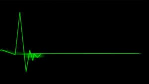 EKG linija života prelazi iz otkucaja srca u ravnu liniju, simbolizira srčani zastoj.