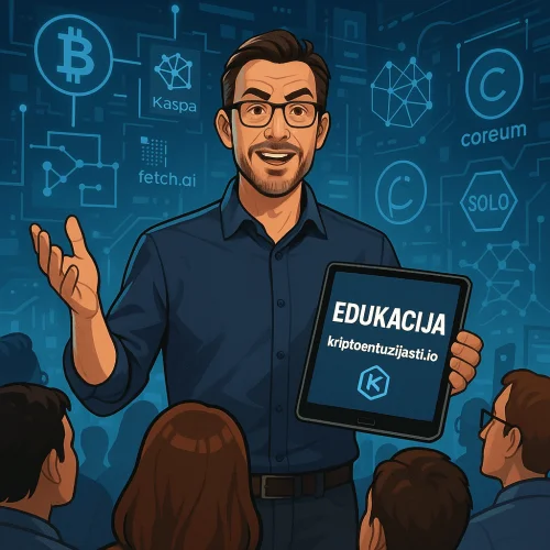 kriptoentuzijasti.io Predavanje o kripto edukaciji sa stručnjakom, blockchain simbolima i platformom kriptoentuzijasti.io.