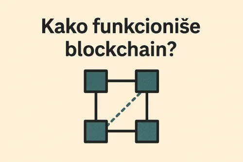 Blockchain dijagram: četiri povezana bloka, ilustracija rada blockchain mreže s transakcijom.Kako funkcionira blockchain,lanac blokova