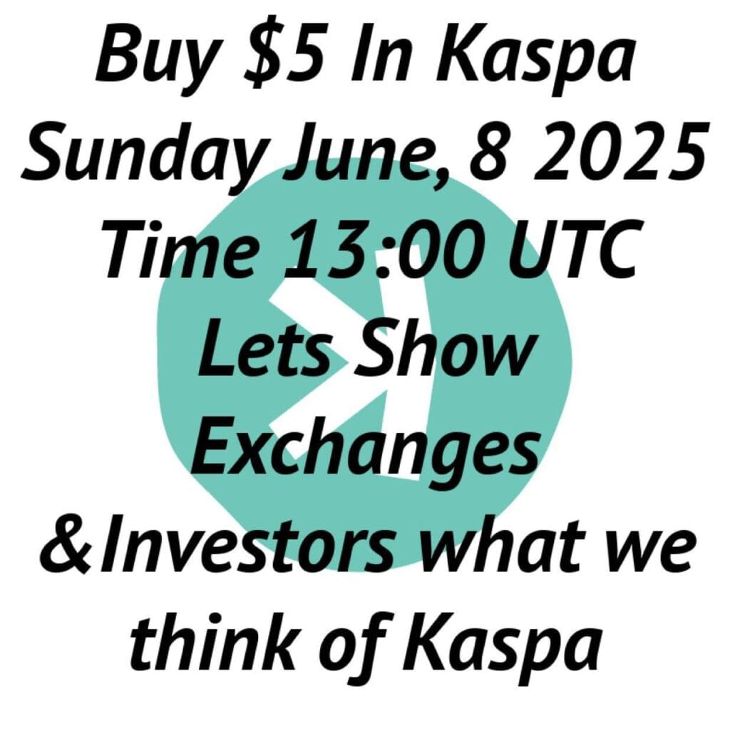 Kupite 5 dolara Kaspa kriptovalute, koordinirana kupnja, događaj 8. lipnja 2025.