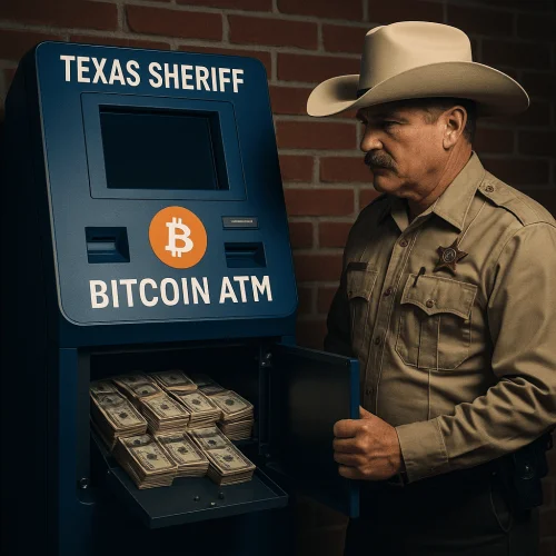 Texas šerif provjerava Bitcoin bankomat s gotovinom, kriptovaluta, sigurnost, Bitcoin ATM, zakon.
