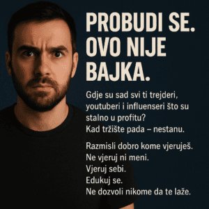 Mladić upozorava na prevare influencera u financijama; razmišljaj kritički, educiraj se sam.