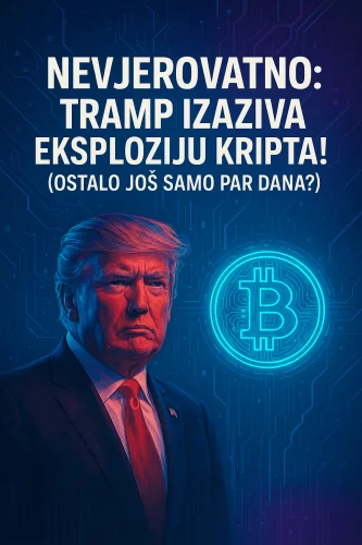 Donald Trump, kripto eksplozija, Bitcoin simbol, vijesti, tehnologija, naslovna slika.