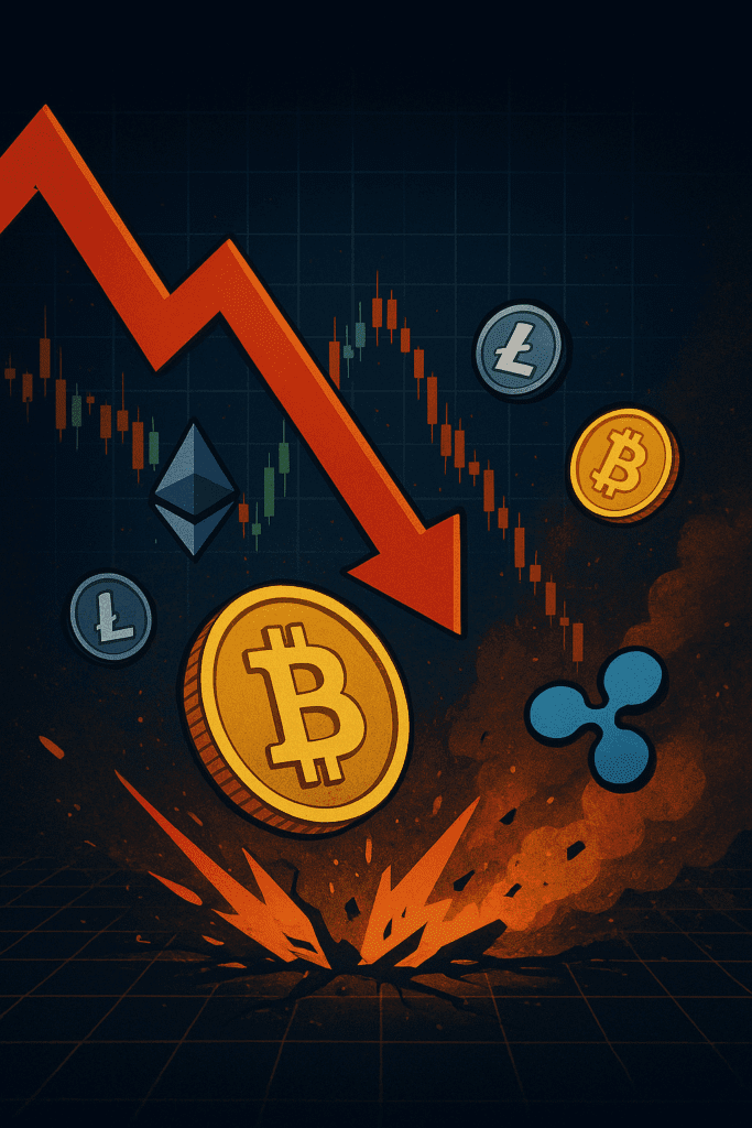 Krah kripto tržišta: Bitcoin, Ethereum, Ripple pad s eksplozijom.