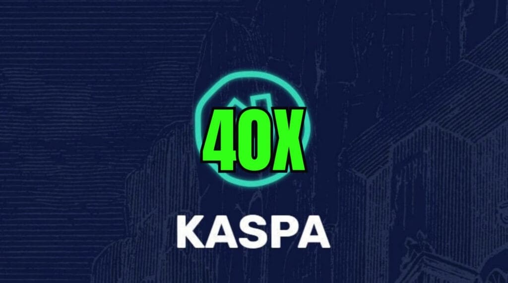 KASPA 40X kripto logo, zeleni futuristički dizajn.