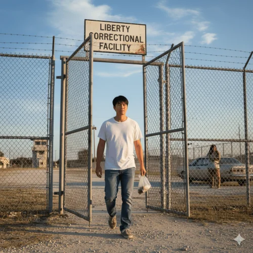 Azijac napušta kaznionicu Liberty, žena čeka novi početak slobode.Changpeng Zhao