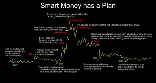 Graf tržišnog ciklusa: pametan novac i ponašanje malih ulagača.