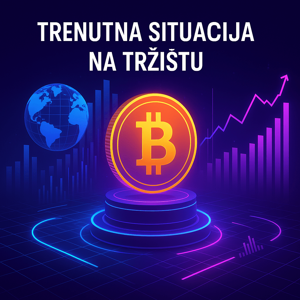 Trenutna situacija globalnog digitalnog tržišta Bitcoina i kriptovaluta s financijskim grafovima.Trenutna situacija na tržištu