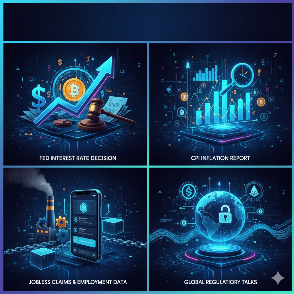 Četiri panela: digitalni ekonomski indikatori, financije, inflacija, globalna regulacija.ovaj tjedan u kriptu