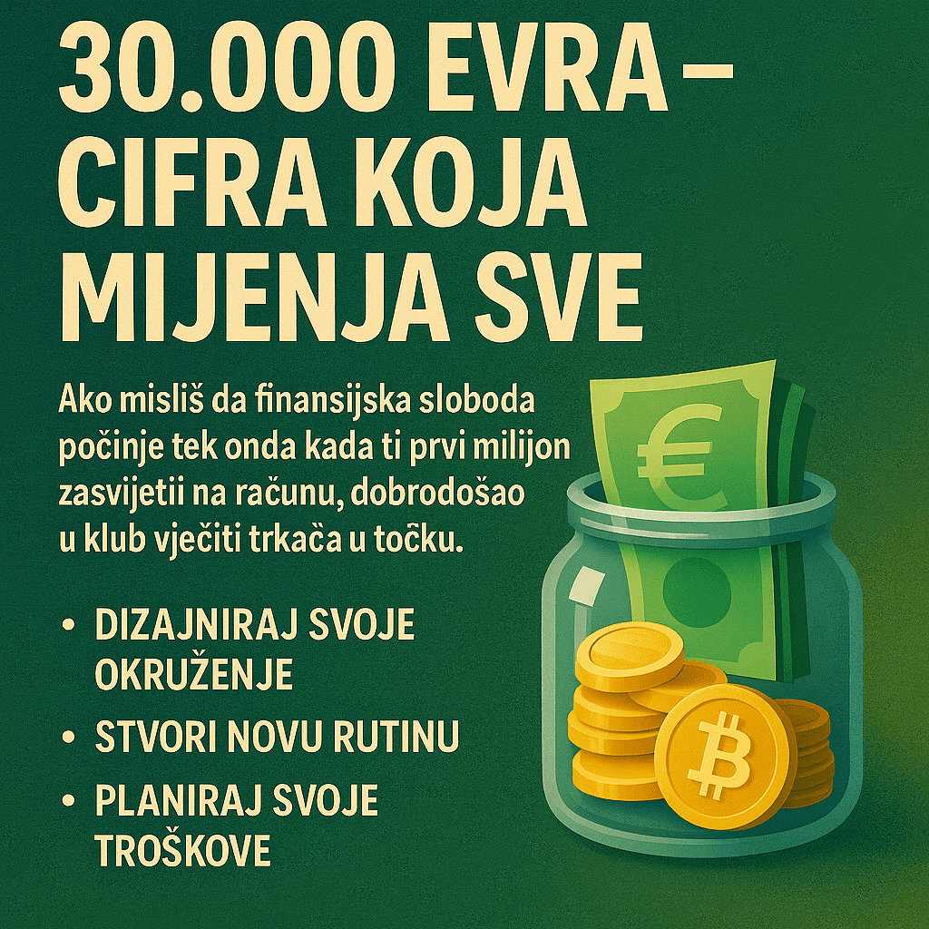 30.000 eura: financijska sloboda, štednja, Bitcoin i novčani savjeti.30.000 evra – cifra koja mijenja sve