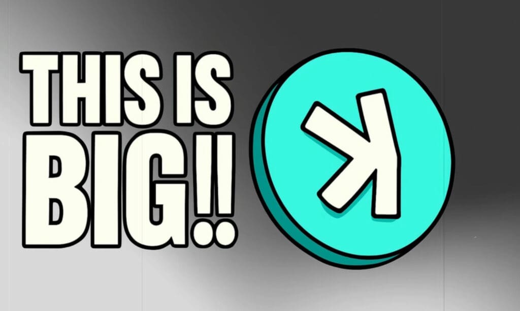Brze transakcije. Velika najava: grafika THIS IS BIG!! s tirkiznim logom i bijelom strelicom.