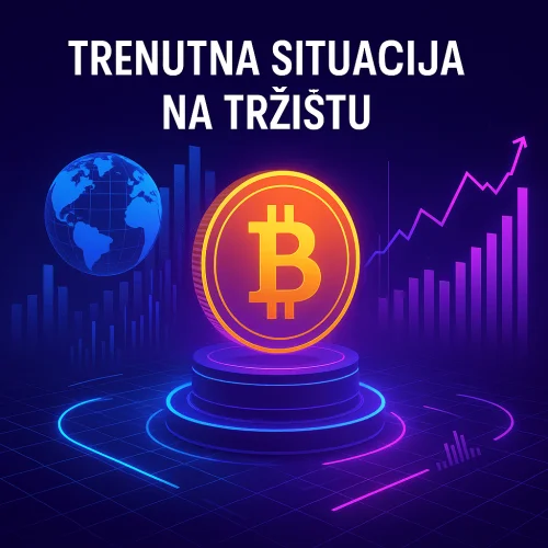 Trenutna situacija globalnog digitalnog tržišta Bitcoina i kriptovaluta s financijskim grafovima.Trenutna situacija na tržištu