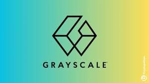 Grayscale logotip tvrtke za kriptovalute na plavo-žutom gradijentu.