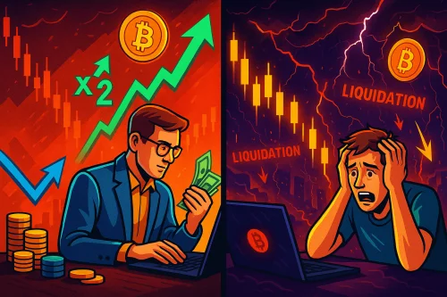 Usporedba investitora koji čeka x10 i onoga koji redovito vadi profit na x2 tijekom tržišnih padova.Oni koji čekaju 