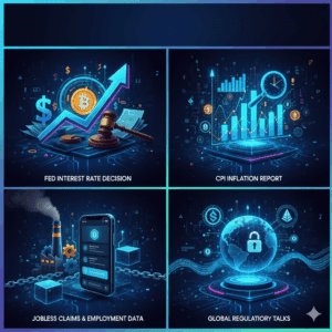 Četiri panela: digitalni ekonomski indikatori, financije, inflacija, globalna regulacija.