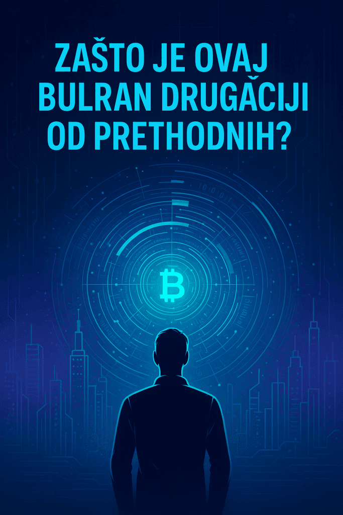 Futuristička plava digitalna umjetnost: Bitcoin, kriptovalute, tehnologija i financije.Zašto je ovaj bulran drugačiji