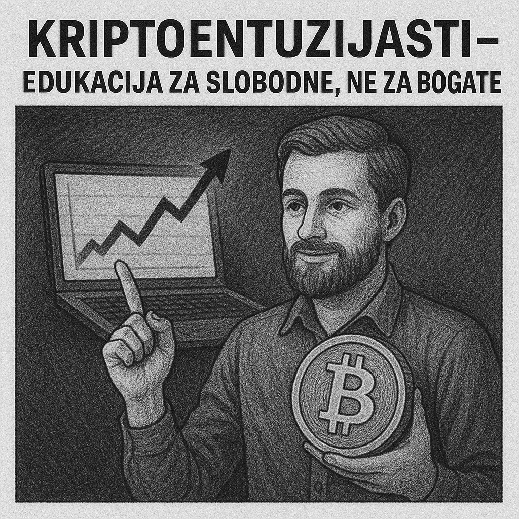 Bitcoin edukacija za kripto entuzijaste: muškarac i laptop s grafikonom.
