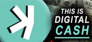 Digitalna gotovina, teal logo i spaljivanje dolara.