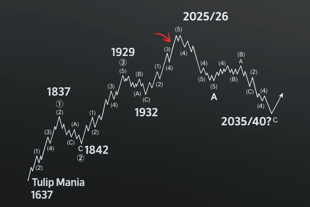 Detaljan grafikon Elliottovih valova analizira tržišne cikluse, povijest i buduće prognoze.Šta smo naučili