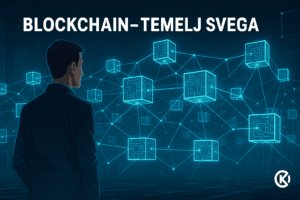 Hologramska blockchain mreža s investitorom koji proučava što je blockchain