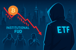 Ilustracija institucionalnog FUD ciklusa i manipulacije emocijama retail investitora.Institucionalni FUD ciklus