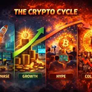 Kripto ciklus: Kako investicijski kripto projekti prolaze put od hypea do kolapsa - ilustracija