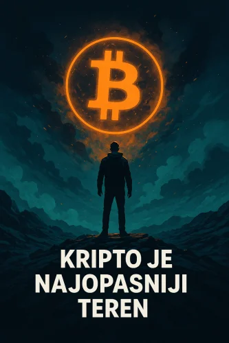 Kripto je najopasniji teren, s Bitcoin simbolom iznad planine.