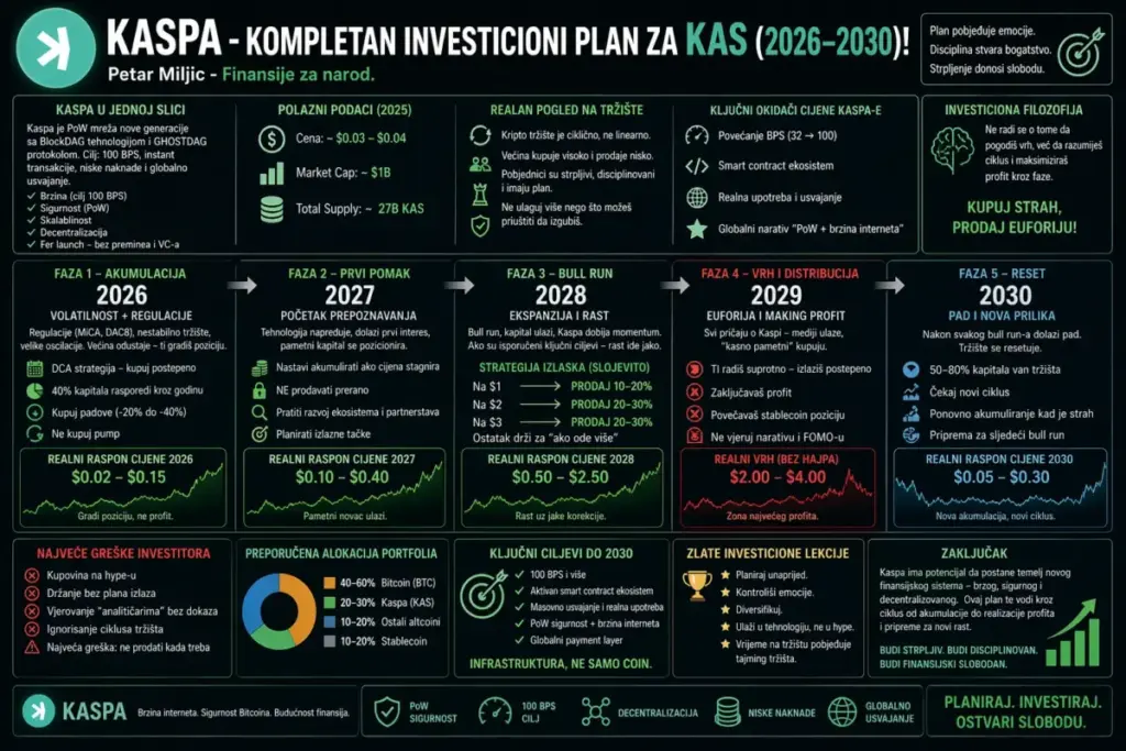 KASPA – kompletan investicioni plan (2026–2030)